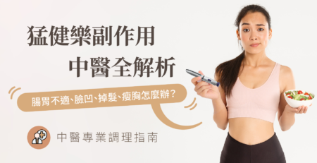 中醫改善猛健樂副作用腸胃不適、臉凹、掉髮